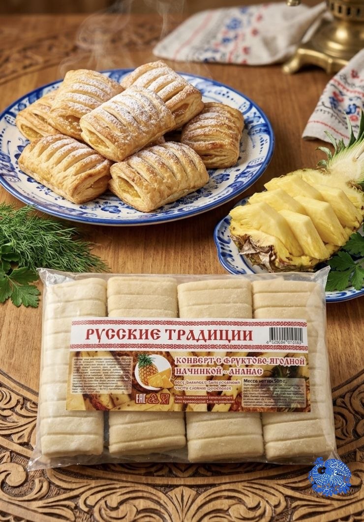 Конверты с начинкой ананас 500г.