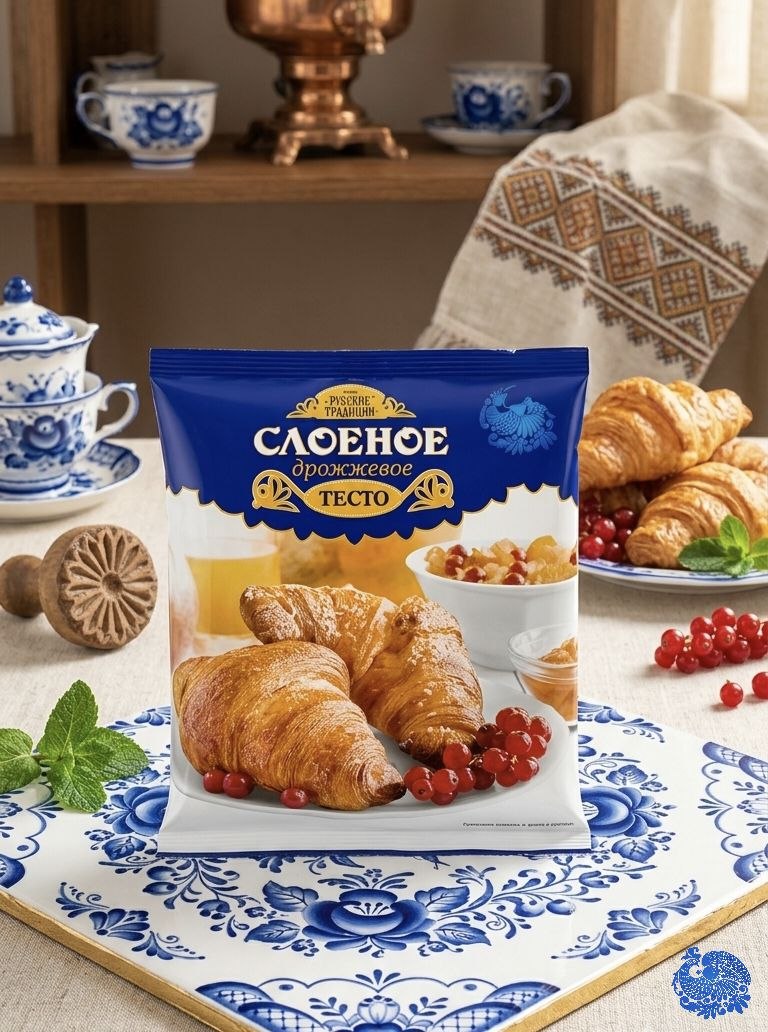 Тесто слоеное дрожжевое 500г.